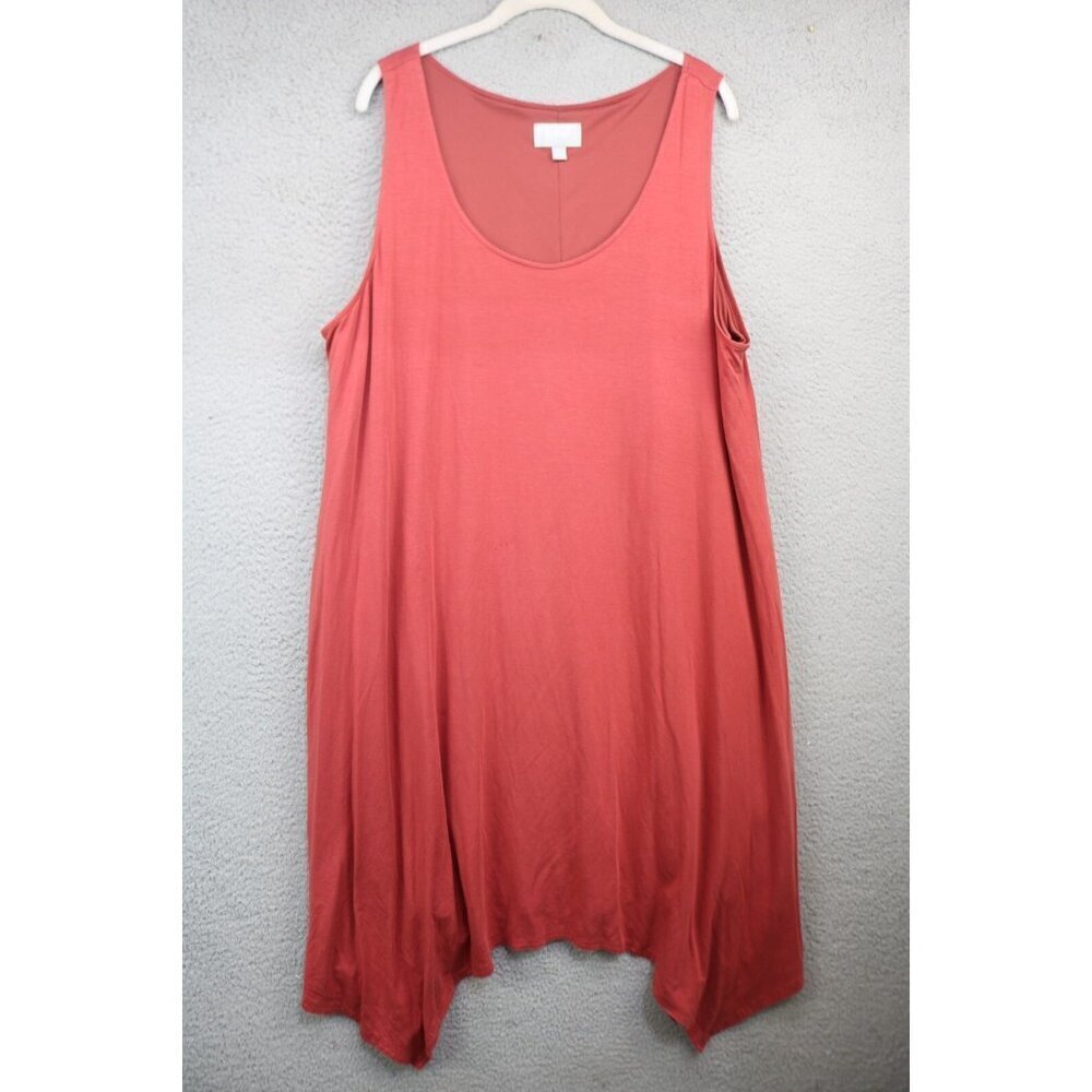 Ryllace‎ Sleeveless Midi Dress-3X-Asymmetrical Hem-Soft-Minimalist-Lyocell